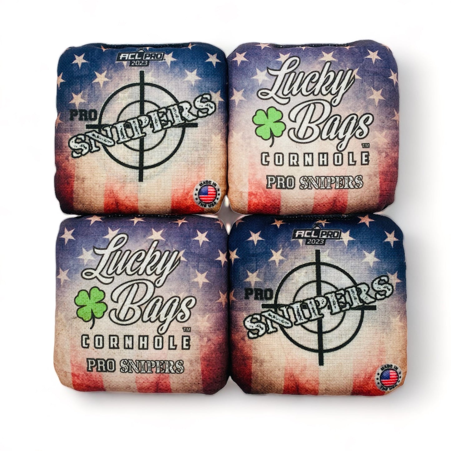 Pro Snipers | Lucky Bags | Cornhole Bags | Set of 4 | Speed: 6/9